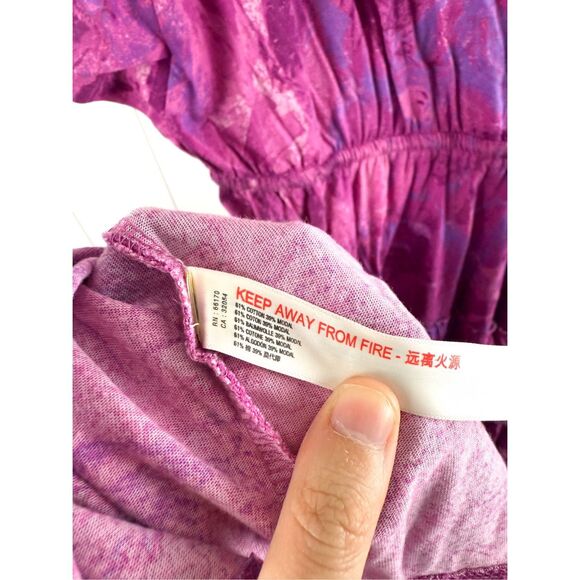 Anthro Daily Practice Tiered Ruffle Mini Dress Pink Purple YCX Print Small - Picture 11 of 14